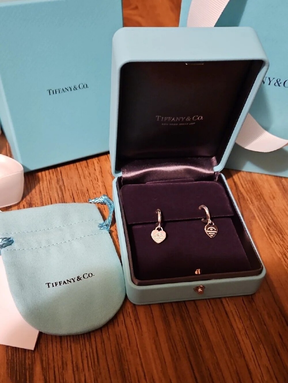 Tiffany & Co Return to Tiffany Hoop Earrings Sterling Silver Diamonds Mini NWT